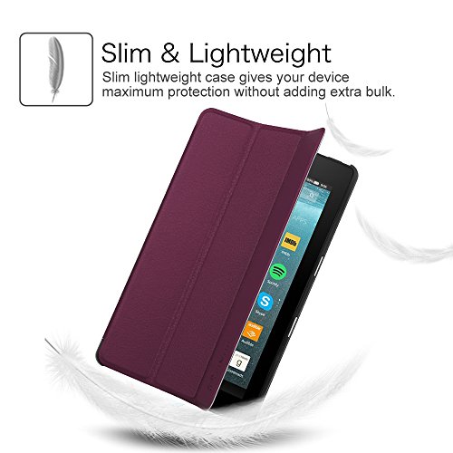 Fintie Hülle für Amazon Fire 7 Tablet (7-Zoll, 7. Generation – 2017) – Slim Cover Lightweight Schutzhülle Tasche mit Standfunktion und Auto Schlaf / Wach Funktion und Auto Schlaf / Wach Funktion, Lila - 6
