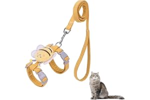 Set med kattkoppel, anti-flykt kattsele, väst med justerbart läckagefritt koppel för kaniner, 1,2 m andningsbart nät för katt