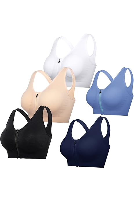 Front Closure Bras FLORATA Zip-Front Sports Bra Post-Surgery