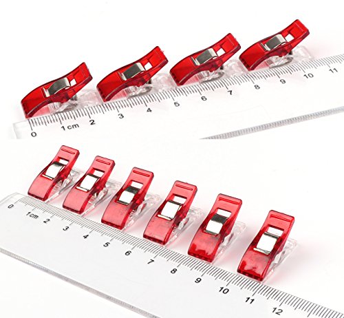 ilauke Stoffklammern Wonder Clips Nähen Zubehöre Kunststoff Patchwork Buckle Multi-Use Nähmaschinenhelfer Kurzwaren (100 rot) - 5