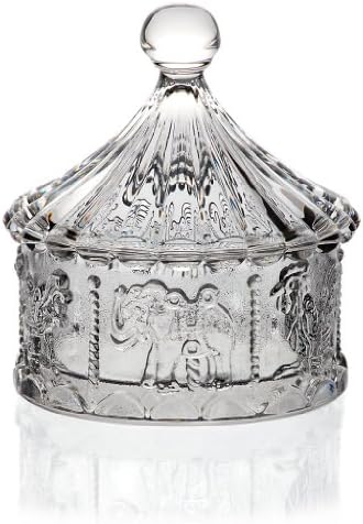 Pot, cookie can, candy box, jewelry box, Collection "CANDY WORLD", 15 cm, transparent round, lead crystal (GERMAN CRYSTAL powered by CRISTALICA)