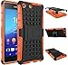 Produktbild Rüstung Serie Schutzhülle Sony Xperia M5/M5 E5 603/E5606/E5653 Hülle [Schwarz+Orange],Outdoor ISENPENK Hohe Qualität Schutzhülle Muster Schutz Handy Hülle Case Back Cover Tasche Mit Ständer