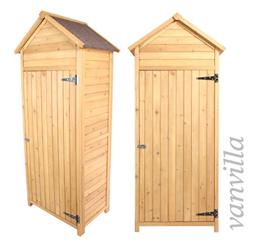 vanvilla Geräteschuppen Holz Satteldach Naturfarben Gerätehaus Gartenschrank