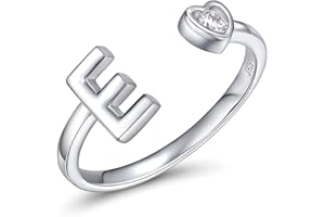 CRYSLOVE Anelli Donna Argento 925 Iniziale Dalla A Alla Z di Anello Aperto Regolabile Cuore Zirconi Lettera Impilabili Anello,Gioielli Regalo di Natale di Halloween