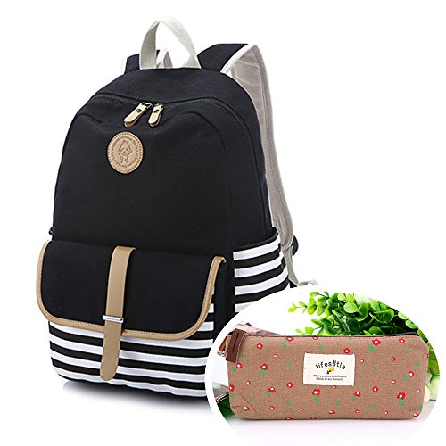 SymbolLife Rucksack damen Teenager Gro   Schulrucksack Casual Daypack Reisetasche mit M  ppchen f  r Universit  t Outdoor Freizeit 35 X 45 X 17 cm  Sc