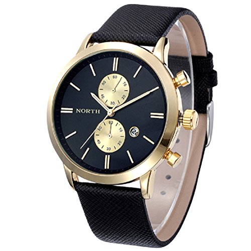 FEITONG Herrenuhr Mode Beilufige Wasserdichte Leder Band Militr Analoge Quarz Datum Armbanduhr Schwarz-Gold Neu FEITONG Herrenuhr Mode Beilufige Wasserdichte Leder Band Militr Analoge Quarz Datum Armbanduhr Schwarz-Gold Neu