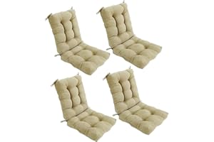 REINO MANSIDI Cojin con Respaldo para Sillas 90 x 45x 10 cm. Conjunto Cojin de Asiento para sillas Interior y Exterior Cómodo. Cojines para sillas Comedor, mecedoras, Bancos terraza (Beige, 4)