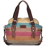 EINZIGARTIGES DESIGN: Mit leuchtenden farbstreifen bedruckt, sieht unsere Canvas Handtasche in Mode. Perfekte Tote Bag für Schule, Geschäft, Reisen, Einkaufen und so weiter