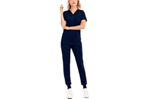 GRACEYO Damen 2-Teiliges Kasacks Set Medizinische Uniform Outfits mit Kasack und Hose Pflege Berufsbekleidung V-Ausschnitt Schlupfkasack+Schlupfhose Pflegeuniform Set Laborkittel Einfarbig Arbeitsuniform