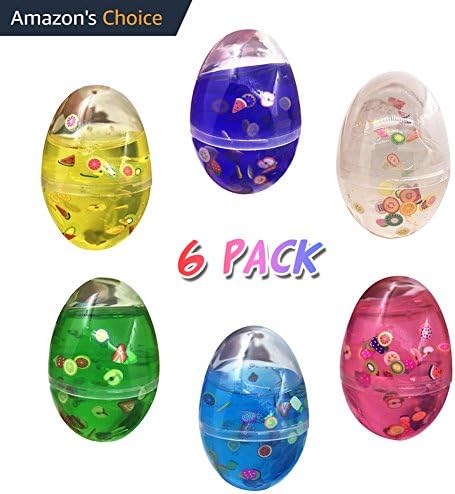 EarthSave Fluffy Floam Crystal Slime, 6-Pack Egg Slime Magic DIY Clay Stress Relief Toy No Borax and Non Toxic Scented for Kids Teenagers Adults’ Stress Relief, Hand and Finger exercises