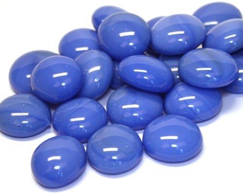 100 Glass Round Gems Pebbles Nuggets Mosaic Tiles Blue Marble 13-18mm