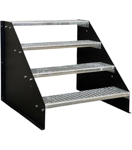 Standtreppe 4 Stufen 84cm Höhe - Freistehende Stahltreppe Weiß