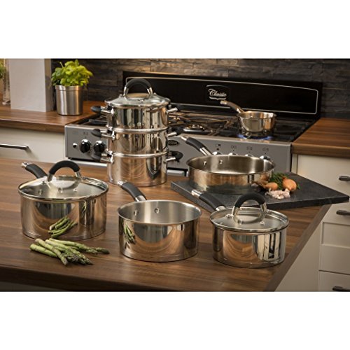 Swan 8pce Stainless Steel Pan Set with Silicone Handles