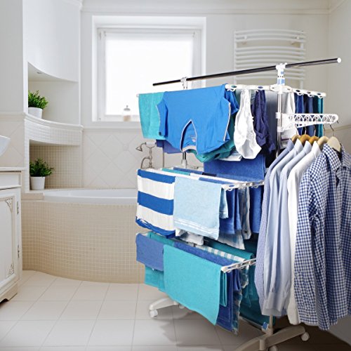 Wäscheständer Wäschetrockner Flügelwäschtrockner Luxus Wäscheturm XXL Tower klappbar für große Familien - 2