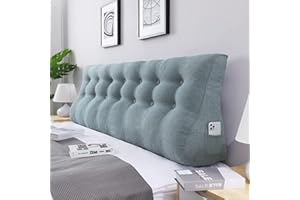 ‎BNCKTRD BNCKTRD Großen Keil Lesekissen Hoher Rückenlehne Lendenkissen Erleben Sie Ultimative Entspannung und Lesevergnügen mit Waschbar Leinen Bezug 200cm Grau