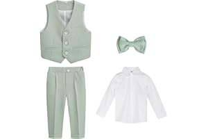 GUOCU Ensemble de Costume Garçon 4 Pièces - Smoking, Tenue d'Honneur, Vêtements de Baptême, Soirée, Mariage, Cérémonie et Fête Pour Enfants et Bébés