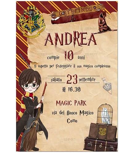 Inviti per feste di compleanno a tema mago, confezione da 10 pezzi, con buste