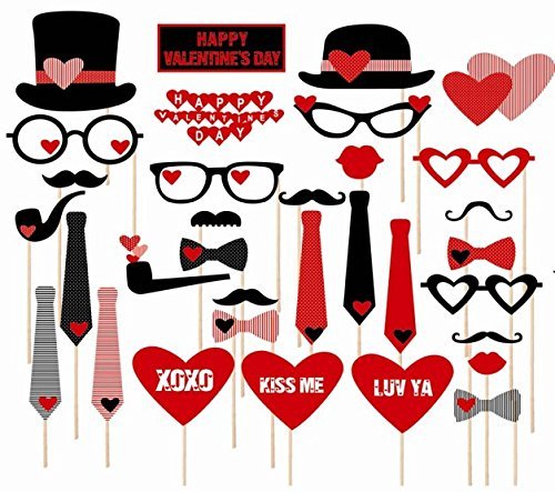Musuntas 31 Tlg. Party Foto Wedding Photo Booth Props Verkleidung Schnurrbart Lippen Brille Krawatte Hüten Photo Booth Props Set Hochzeit Partymitbringsel …