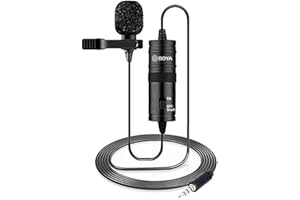Boya 19 Fuß Lavalier-Mikrofon für Canon iPhone Podcast, Omnidirektionales Kondensator-Aufnahmemikrofon für Nikon Sony iPhone 8 8 Plus 7 6 6s Plus DSLR-Camcorder-Audiorecorder YouTube-Interview-Video