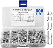 Schrauben 800 Stück, Selbstschneidende Schrauben Sortiment Set Box M2 x (4 mm - 20 mm), Kohlenstoff Kreuzschli