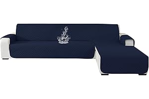 Ystyle Copridivano 4 Posti Con Penisola, Copridivano Penisola Destra/Sinistra Universale Reversibile, Copridivano Con Penisola Impermeabile, Copri Divano Antigraffio (285cm, Blu Scuro)