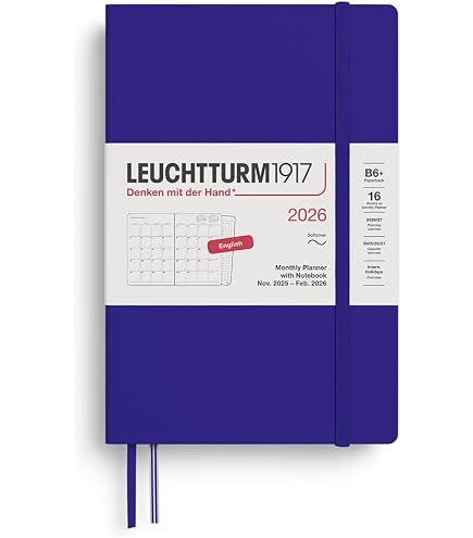 Agenda Mensuel 2026 LEUCHTTURM1917 - Format B6+ (12.5x19cm) - 16 Mois (nov 2025-fév 2027) - Couverture Souple Rose