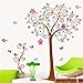 Produktbild zooarts farbigen Cartoon Big Bend Baum Eule abnehmbar Wandaufkleber Vinyl Aufkleber Kinder Kind Zimmer Schlafzimmer Wandbild
