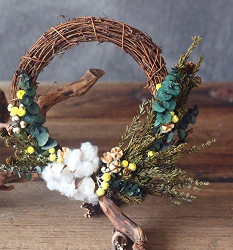 14" Dried Floral Wreath,Cotton and Eucalyptus Garland,Door Wreath