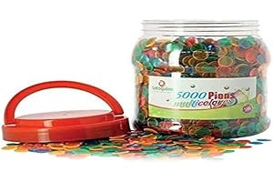 LOTOQUINE Boite de 5000 Pions Plastique 15 mm BC5LX0 Bleu/Orange/Fuchsia/Vert