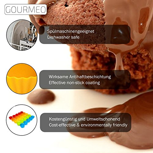 GOURMEO 25 wiederverwendbare Muffinformen in 5 Farben aus hochwertigem Silikon, umweltschonend l 2 Jahre Zufriedenheitsgarantie | Muffinförmchen, Cupcakeförmchen, Muffinform, Cupcake Muffinform, Backförmchen, Muffin Form - 2