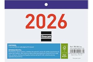 ‎FINOCAM Finocam - Kalendarz ścienny Duże Liczby 2026 Widok miesiąca styczeń - grudzień (12 miesięcy) | Kalendarz 2026 | Planer miesięczny | Faldilla 2026 - Polski