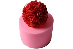 FireAngels - Stampo in silicone per candele, a forma di sfera di rose 3D, per candele per aromaterapia, saponette profumate, bombe da bagno, pastelli a cera, pasta Fimo, regali (6,3 x 4,5 cm)