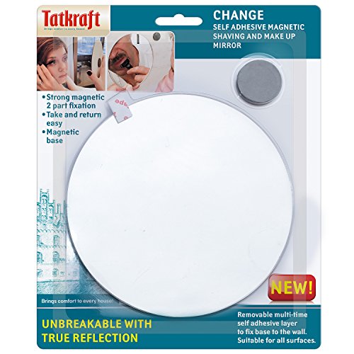 Tatkraft CHANGE Selbstklebender magnetischer Rasier und Make-up Spiegel, Einfache Montage Ø 15cm - 5