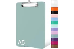 Piasoenc Piccolo portablocco con contenitore, portablocco A5 con portapenne, portablocco in plastica con clip a basso profilo, per infermieri, insegnanti, avvocati, verde acqua