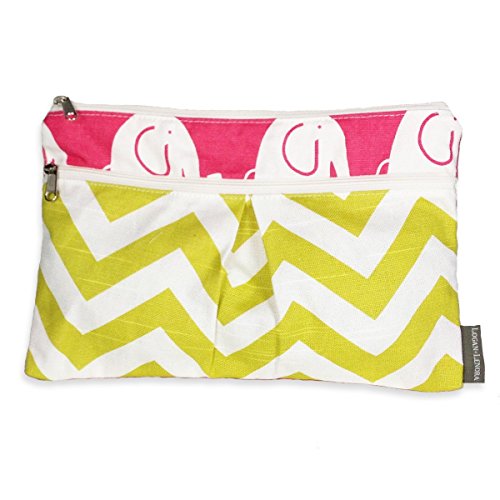 Logan + Lenora Wet/Dry Nappy Clutch Wet Bag Small (Pink Elephant)