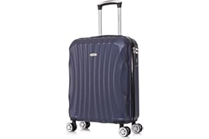 RAYKONG Valise Cabine ABS 55x40x20cm (44L) - Petites valises de Voyage légères 20 Pouces - (RK03|Bleu Marine)
