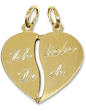 CLEVER SCHMUCK Goldener Partneranhänger Herz 16 x 17 mm teilbar mit
