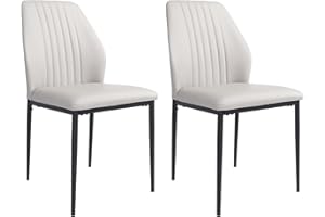 ‎JIEXI jiexi Moderner Esszimmerstuhl aus der Mitte des Jahrhunderts 2er-Set, Kunstleder, mit stabilen, langlebigen Metallbeinen, gepolsterter Küchenstuhl für Küche Esszimmer Wohnzimmer (beige)