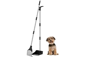 Lifewit Plastikowy podkład dla psów na podwórku, lekka, przenośna szufla na odchody dla małych/średnich psów, regulowany zestaw szufli na długim, metalowym drzewcu do trawników, podwórza, trawy