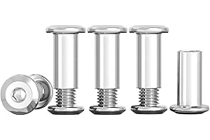 Drenky Connecting Screws M4 Sleeve Nuts 304 Stainless Steel Screws Barrel Nuts Kit M4 X 16mm Hexagon Furniture Bolts 10 Sets Flat Hex Bolt for Bed, Door, Table, Chair, Worktop, Cabinet