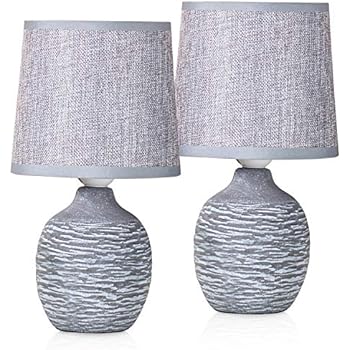 Set Di 2 Lampade Da Tavolo Zen Garden In Ceramica Antracite | Paralume In Iuta | Altezza 38cm - Foto 6