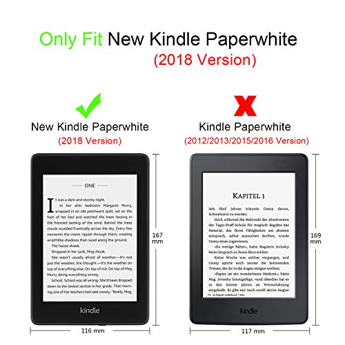 VinMas Hülle Kindle Paperwhite (10.Generation - Release 2018), Leder Slim Shockproof Schutzhülle mit Automatischer Aufwach/Ruhe für Amazon Kindle Paperwhite (Mädchen)
