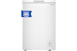 Congélateur coffre CHiQ 99L, 54,5 x 47,6 x 83,5 cm, Conception compacte, Congélation 4 étoiles, Contrôle du thermostat, Grille métallique, Porte stationnaire, Niveau sonore faible, Blanc FCF98DE
