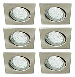 Lieferungsumfang: 6x Einbaustrahler Rahmen mit Zubehör - 6x 3 Watt GU10 LED Leuchtmittel - 6x GU10 Keramik Fassung