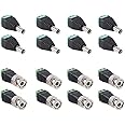 TAAPSEE 16 Pcs (8 Pcs x DC Male + 8 Pcs x BNC Male) 5.5mm x 2.1mm Male DC Power Connector, BNC Male Balun Connector for Led Strip CCTV Security Camera Cable Wire Ends Plug Barrel Adapter