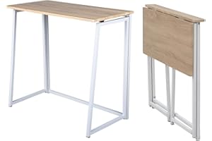 MEUBLE COSY Escritorio Plegable Mesa de Estilo Computadora Industrial para Ahorro de Espacio con Marco de Acero, Montaje Sencillo
