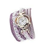 Deanyi Armbanduhr Frauen Mädchen Damen Stilvoll Multilayern Armband Uhr Strass verzierte Herzform beiläufige Uhr Quarz Extra Thin Armbanduhr für Frauen Weihnachtsgeschenk Lila Schmuck