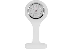 TRIXES Weiße Taschenuhr Uhr für Krankenschwestern Silikon mit Anstecknadel