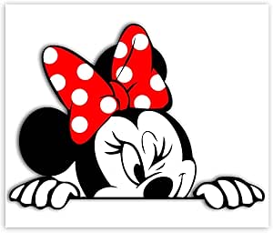 Amazon Fr Biomar Labs 1 X Pvc Auto Adhesif Vinyle Autocollant Minnie Mouse Cartoon Stickers Auto Moto Voiture Fenetre Porte B 246