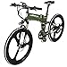 Produktbild LANKELEISI 26 Zoll Folding Elektro-Fahrrad Shimano 7-Gang Full Suspension MTB Berg Ebike mit 240W Brushless Motor, 48V 10Ah Lithium-Batterie, Dual-Mechanische Scheibenbremsen für Outdoor-Reisen (Armee-Grün)